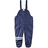 umkaumka Boys and Girls Suspender Rain Pants Fleece Lined Bib - Muddy Play Overalls 18 Months - 7 Years