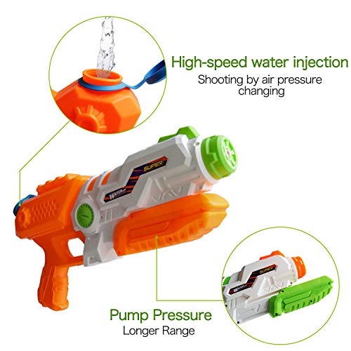 ToyerBee Water Guns for Kids, 2pack Squirt Guns with 41 Fluid Ounces High Capacity &30-35 Feet Shooting Range, Water Toys for Kid&Adult