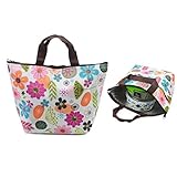 Waterproof Picnic Lunch Bag Lunch Box Tote Insulated Cooler Travel Zipper Organizer Box, flower
