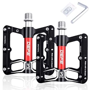 LUROON Bike Pedals Ultralight Durable CNC Aluminum Mountain Bike Pedal with 3 Sealed Bearings 12pcs Anti-Slip Pins…