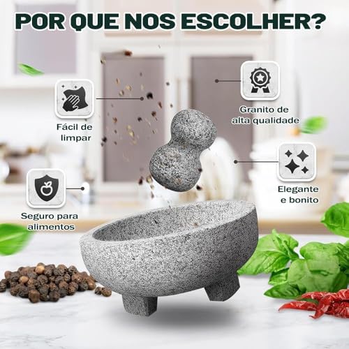 20 * 9 cm, Material de Granito, Pilao com Socador, Socador Alho, Pilão com Socador, Socador de Alho Pilao, Pilão de Pedra