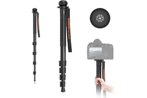 COMAN 61-Inch Camera Monopod, Aluminum Heavy Duty Monopod for Camera with Compass, Portable Compact Travel Tripod Stick Pole for Cameras Canon, Nikon,Sony,DSLR, Easy to Carry