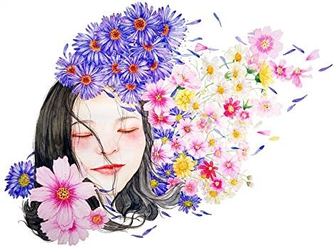 fenggungun Little fresh face watercolor characters Oman girls 24x36 Inches Poster Printing Modern Home Decor Office Space Artwork