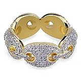 JINAO 18K Gold Plated Bling Iced Out CZ Mariner Link Hip Hop Ring