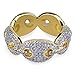JINAO 18K Gold Plated Bling Iced Out CZ Mariner Link Hip Hop Ring