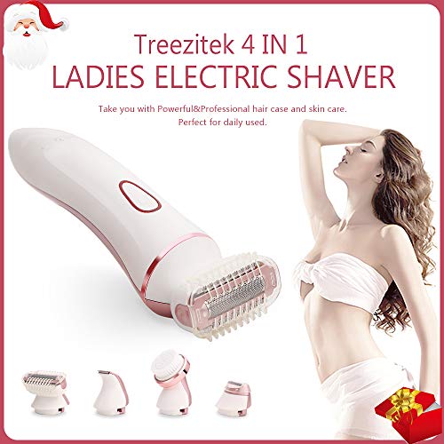 image for Ladies Electric Shaver, Treezitek 4 in 1 Waterproof Lady Electric Razo