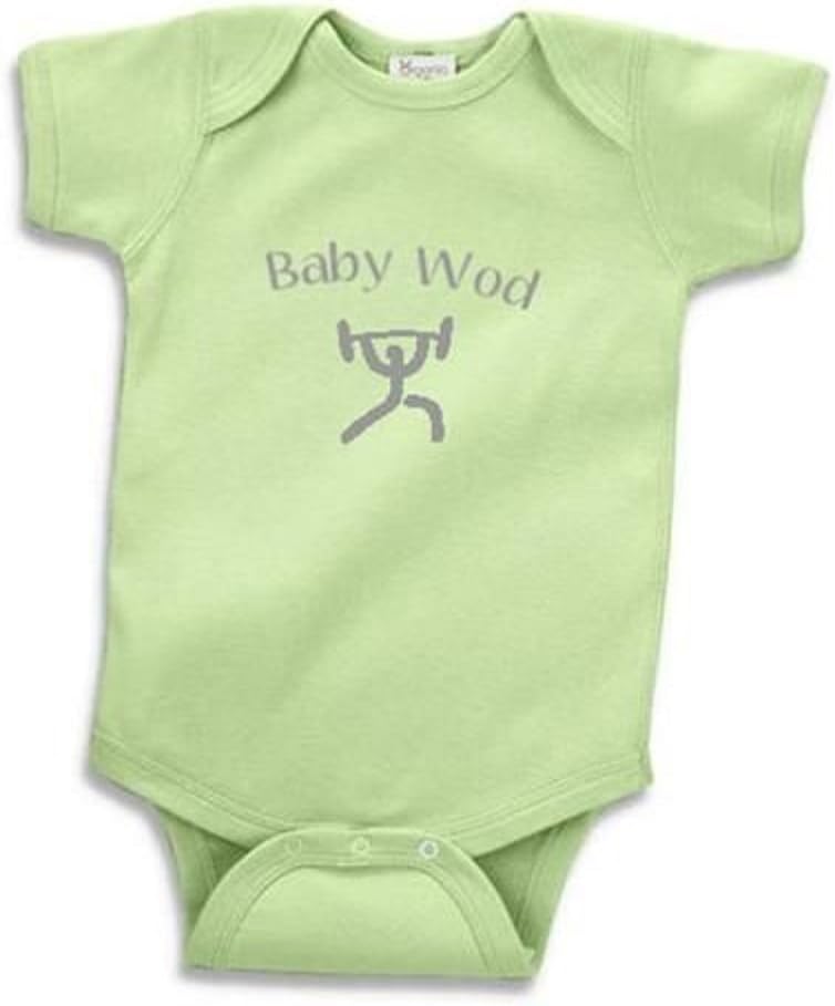 CFF BABY WOD Certified Organic Cotton Onesie Creeper, 6,12,18 months (12 Month, Soft Green)
