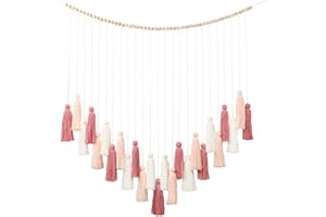 DRCOR DREAMING DECOR DrCor Blush Pink Boho Macrame Wall Hanging – Handmade Rose Gold Tassel Decor for Nursery, Dorm, Baby Shower, Wedding & Cozy Fall Home or Classroom Display