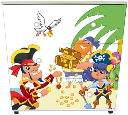 Pirate Design Childrens/Kids White 3x Drawer Chest Bedroom Furniture