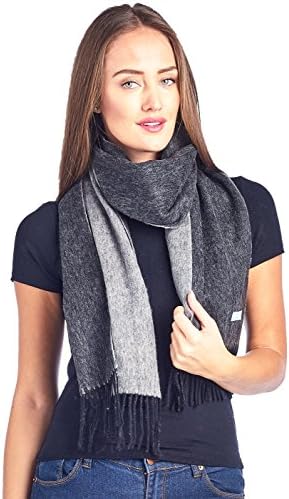 High Style 100% Lambswool wool Men and Women Double Sided Plaid Pashmina Scarf (915481, DkGrey/Grey)