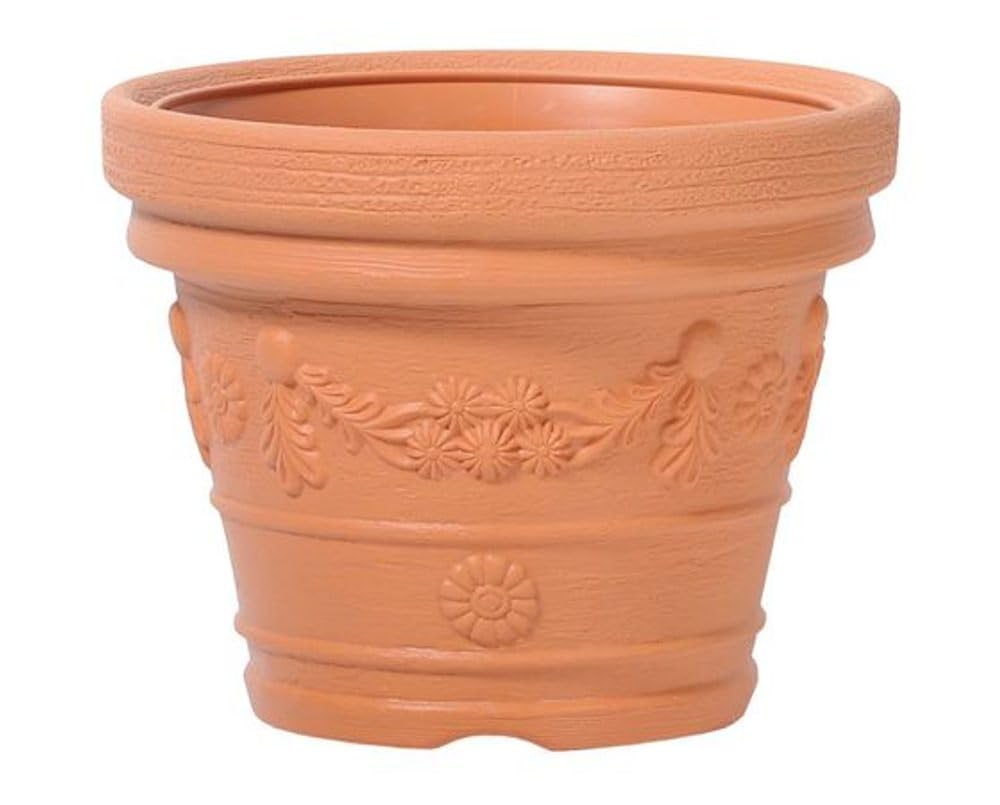Plastic flower pot 30 cm Decora Massive for indoor and outdoor use, terracotta colour