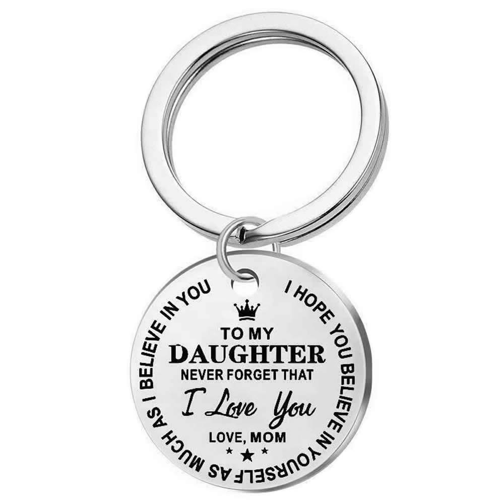 Deco Life Stainless Steel Engraved To My Daughter Key Ring Key-Chain Key-Fob for Daughter's Birthday Gift