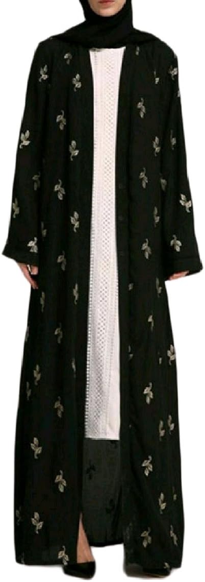 QueenHandsWomen QueenHands Women Muslim Arab Straps Printing Robe Stylish Middle East Open Gown