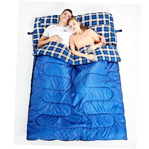 Hewolf Flannel Double Sleeping Bag Waterproof Camping Extra Wide 2