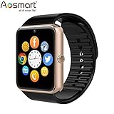 AOSMART All-in-1 Smartwatch with Camera and sim Card Slot, Bluetooth Fitness Smart Watch for iPhone, Android, Samsung, Galaxy Note, Nexus, HTC, Sony - Gold