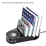 Vogek 6-Port USB Charger with 5 Slots Charging Stand Dock Multi Device Organizer for Smartphones & Tablets - Black