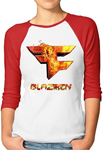 FaZe Blaziken Logo Ladies Round Neck 3/4 Sleeve Baseball Raglan Tee Shirts
