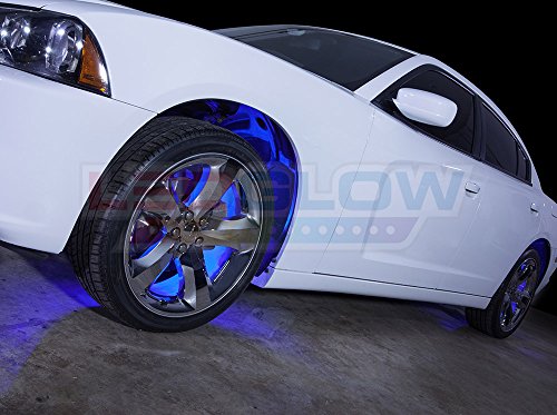 LEDGlow 4pc Blue LED Wheel Well Fender Light Kit - Flexible Waterproof Tubes - Includes Wireless Remote