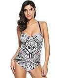 Ekouaer Print Swimwear Womens Underwire One-Piece Swimsuit With Padding