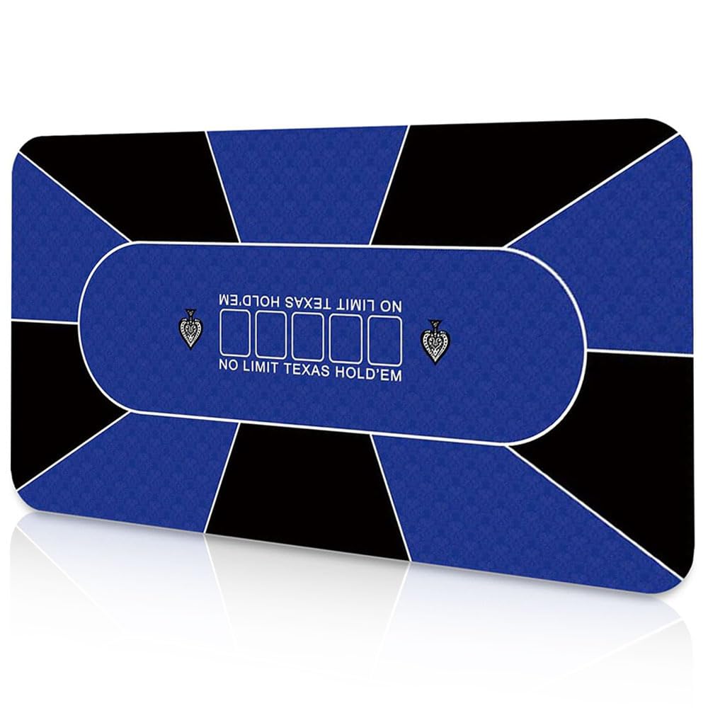 Amrocky Professional Poker Mat 120 x 60 cm, 8 Player Portable Rubber Texas Hold'em Poker Table Top Layout w/Carrying Bag to Play Cards, Poker Games, Blackjack, Casino — image 1