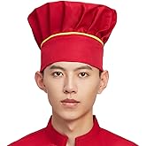 Hyzrz Chef Hat Adult Adjustable Elastic Baker Kitchen Cooking Chef Cap with Side Stripes