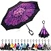 Upside down umbrella, reverse folding umbrella windproof UV protection for car rain outdoor use with C-shaped handle