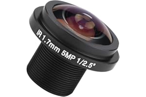 JTLB Wide Angle Fisheye Security Camera Lens, 5MP, 185 View, 1.7mm Focal Length, F2.0 Aperture, C-Mount Compatible
