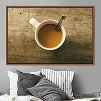 Framed Canvas Wall Art Coffee in The Mornings Coffee Dark Drinks Farmhouse/Country Group Multicolor Photography Realism - 16x24 inches