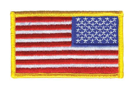 6 Pack - REVERSED American Flag Embroidered Patch, Gold Border USA United States of America, US Army flag Patch, sew on