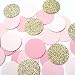Custom & Fancy {1" Inch} Approx 100 Pieces of Large Round Circle "Table" Party Confetti Made of Premium Card Stock w/ Girls Princess Color Scalloped Dot Plain & Glitter Scatter Design [Pink & Gold]