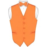 Vesuvio Napoli Men's Dress Vest & BowTie Solid ORANGE Color Bow Tie Set for Suit or Tuxedo