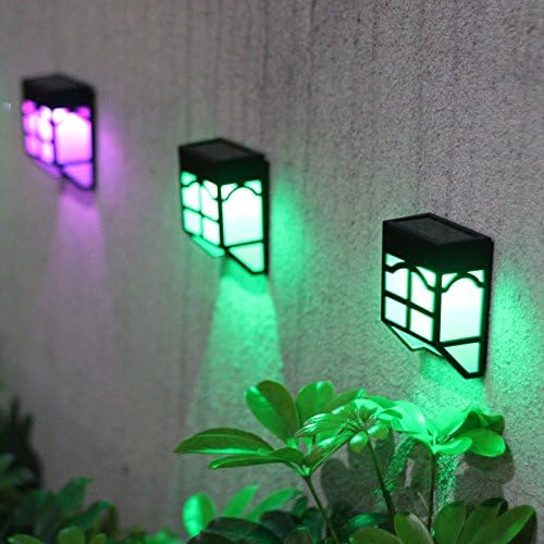 [Set of 2] ALVARY Outdoor Solar Powered Garden Porch Wall Light, Color LED Smart Auto On Off Waterproof Christmas Party Patio Decorations