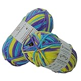 Charmkey Baby Cotton Yarn Simply Soft Boutique 4 Ply Medium Acrylic Blended Worsted Dungarees Knitting Yarn for Spring Summer Wear, 2 Skeins, 3.53 Ounce (Multiful(50 g × 2))