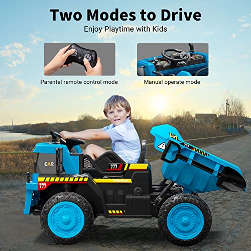 ANPABO Ride on Tractor, 12V Ride on Dump Truck with Remote Control