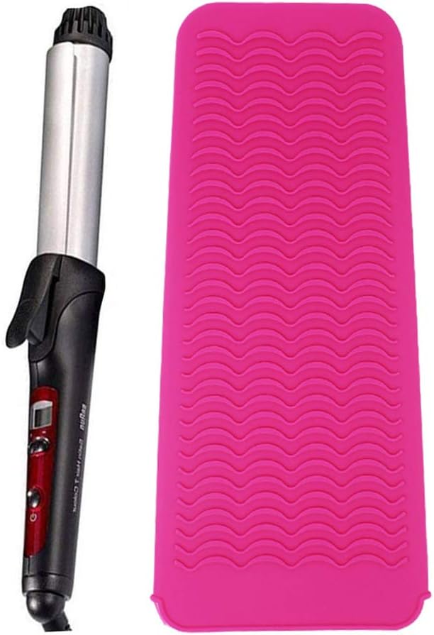 Miraclery Heat-resistant/Heat Shield Silicone Mat Pouch Curling Iron Holder Water-resistant Flat Iron Curling Wand Travel Cover Hair Straighteners Case(Hot Pink)