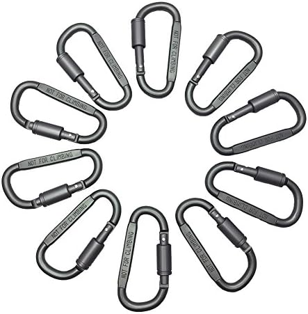 10Pcs 3'' Mussokina Spring Locking Aluminum D-ring Locking Carabiner Keychain, Locking Carabiner Clip Outdoor Camping Equipment -Camping,Lock Buckle,Travel,Riding,Hiking