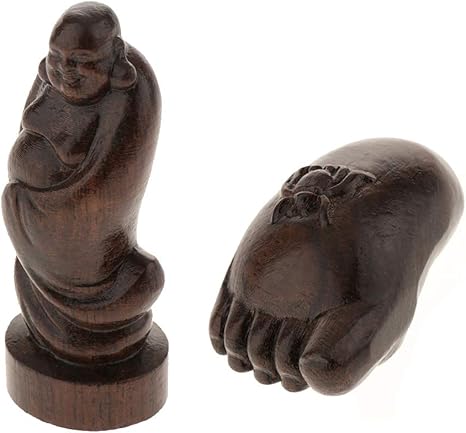 Amazon Co Jp 仏像 仏足 置物 木彫り 木製彫刻 家飾り 装飾品 クラフト 祈る 2個セット ホーム キッチン