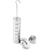 QWORK Lab Slotted Mass Set, Chromium-Plated Metal Slotted Weights, One Set - Total 1000g - Includes 9 Weights (100g Each) &amp; One Hanger (100g)