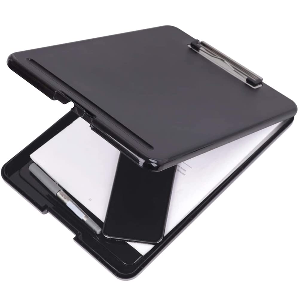 Tiardey Nursing Clipboard with Storage,Lightweight Writing Clipboard with Compartment Organizer for Sales Coach School Office - Black