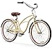 sixthreezero Women's 3-Speed 26-Inch Beach Cruiser Bicycle, Scholar Cream w/Brown Seat/Grips