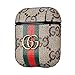 Gemfits Case Compatible with Airpods 1&2, Leather 3D Luxury Classic Elegant Character Design Cover, Girls Ladies Men Women Stylish Fashion Chic Cool Designer Skin Airpod, Cases for Air pods Green G