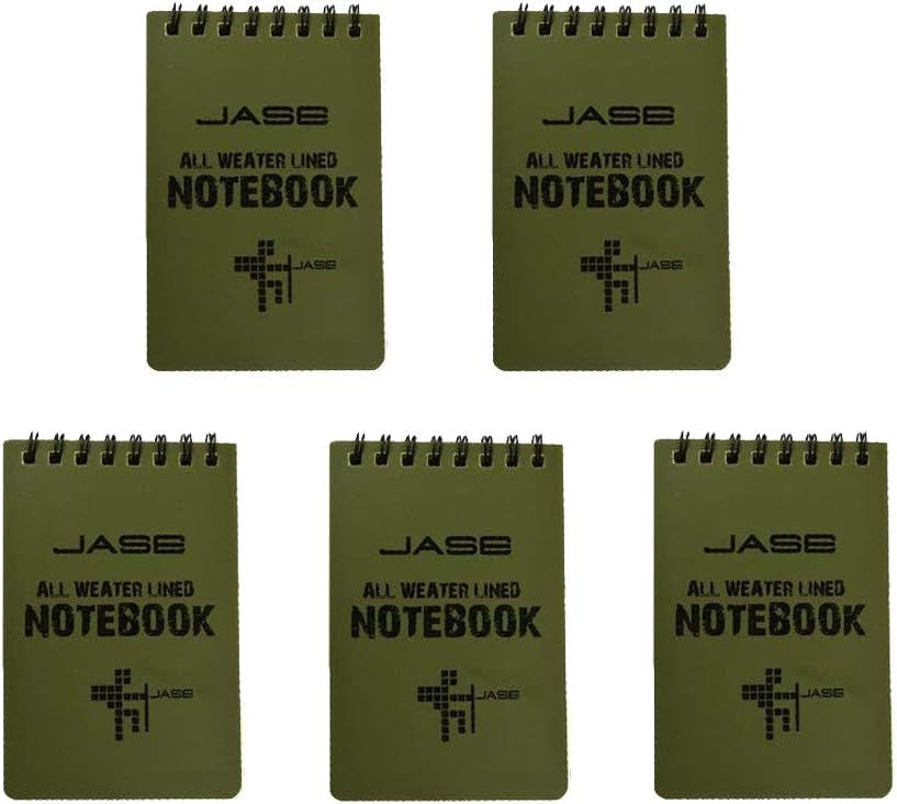 Stonges 5 Pack Waterproof All Weather Notebook/Notepad for Outdoor Activities Records and Tactical Pocket Size(Green)