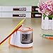 Reliatronic Electric Pencil Sharpener with 2 Holes, Especially Suitable for Colored Pencils, Both AC Powered and Battery Operated, Orange
