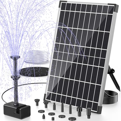 POPOSOAP Solar Pond Pump, 12W Solar Fountain with 4200 mAh Battery Backup, Day and Night Working Mode, Decorative Water Fountain for Garden Pond, Easy to Install