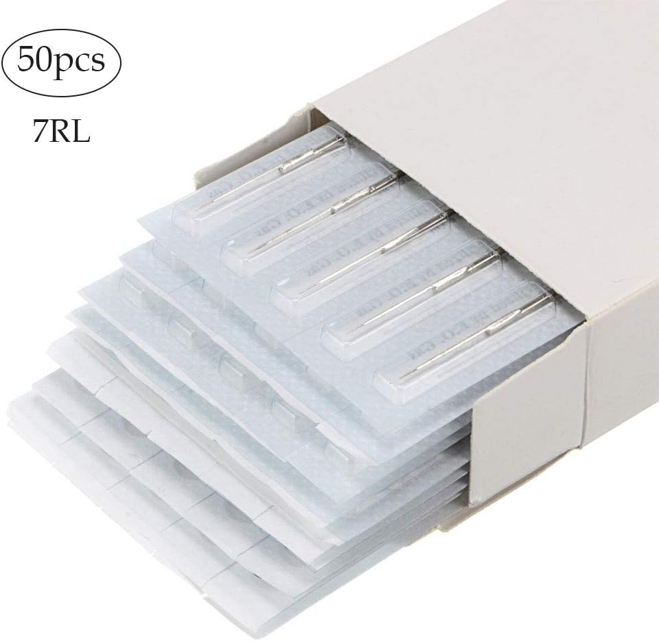 TAIPPAN Professional Tattoo Needles Disposable Assorted Sterile Tattoo Needles Tool Fog Needle Secant Needle, 50Pcs