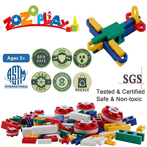 ZoZoplay STEM Learning Toy Engineering Creative Construction Building Blocks Kids Educational Toy Set for Boys and Girls Ages 3 4 5 6 7 8 9 Yr Old (80 PCS)