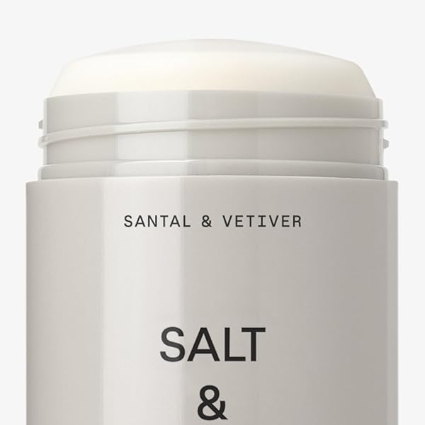 SALT & STONE ALUMINUM FREE DEODORANT | EXTRA STRENGTH 48 HOUR PROTECTION FOR WOMEN & MEN | MADE WITH SEAWEED EXTRACTS, NIACINAMIDE & PREBIOTICS | SANTAL & VETIVER
