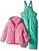 Pink Platinum Girls' Little Printed Super Snowsuit, Pink/Mint Heart, 4
