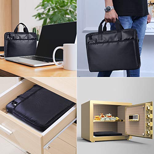 SPLF Fireproof and Waterproof Document Bag, 15.6 Inch Laptop Bag, Fire Proof Safe Box, Briefcase Shoulder Messenger Computer Tablet Sleeve Case Handbag for Men and Women, Black