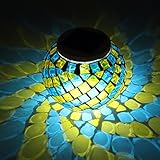 Glass Solar Table Light, GLISTENY Mosaic Glass Ball Garden Lights Color Changing Create Romance Wireless Waterproof Outdoor/Indoor Decoration Light for Party Home Patio Garden Tables Lawn
